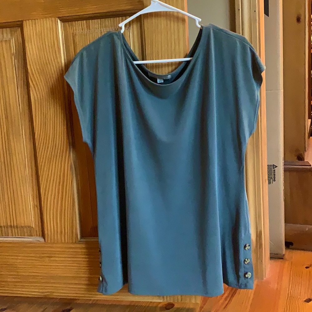 Suede t-shirt with side button detail